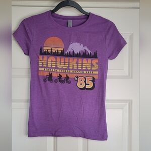 Next Level Apparel Kids Purple 'Hawkins' Stranger Things Retro Tee - Size L